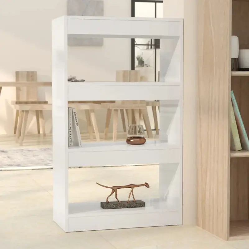 Houten boekenkast in hoogglans wit met bewerkt hout en klassiek ontwerp - Hoogglans wit / 1 - Boekenkasten