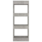 Houten boekenkast met bewerkt hout en kamerscherm gebruikt stijl - Betongrijs / 1 - Boekenkasten