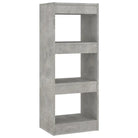 Houten boekenkast met bewerkt hout en kamerscherm gebruikt stijl - Betongrijs / 1 - Boekenkasten