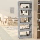 Houten boekenkast met bewerkt hout en kamerscherm gebruikt stijl - Betongrijs / 1 - Boekenkasten