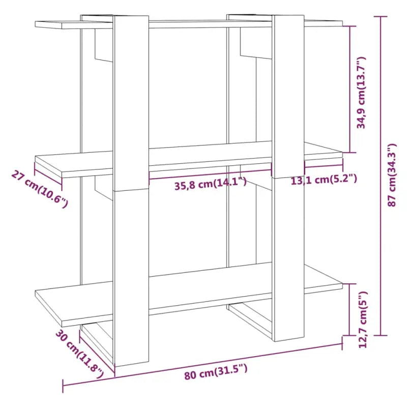 Houten boekenkast met kamerscherm gebruikt voor een strak interieur - Zwart / 1 - Boekenkasten