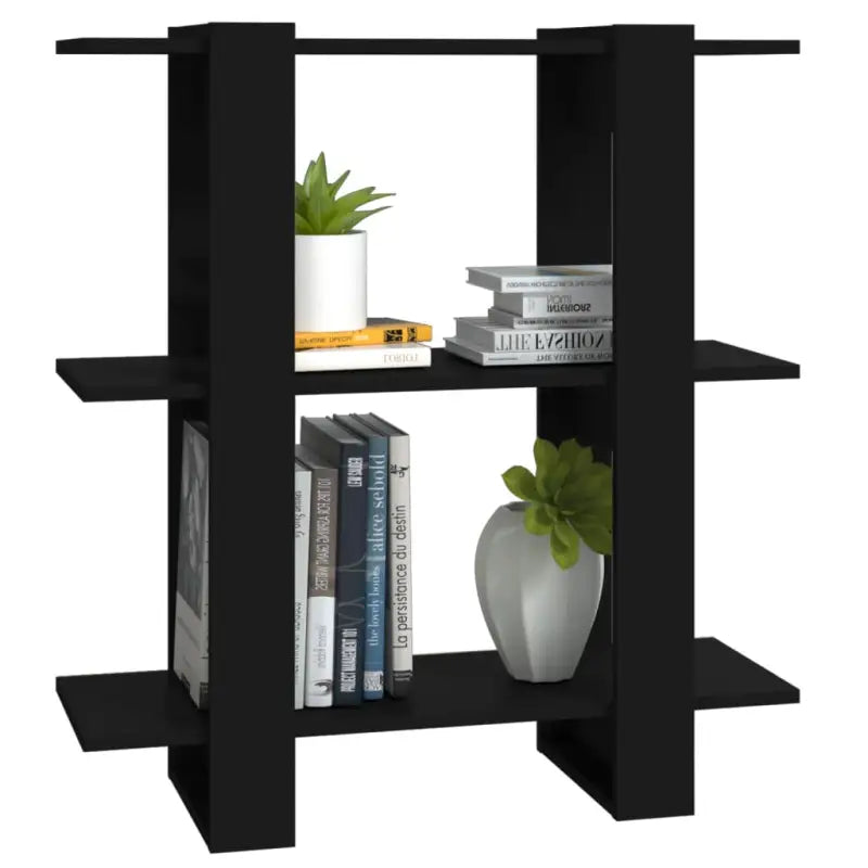 Houten boekenkast met kamerscherm gebruikt voor een strak interieur - Zwart / 1 - Boekenkasten