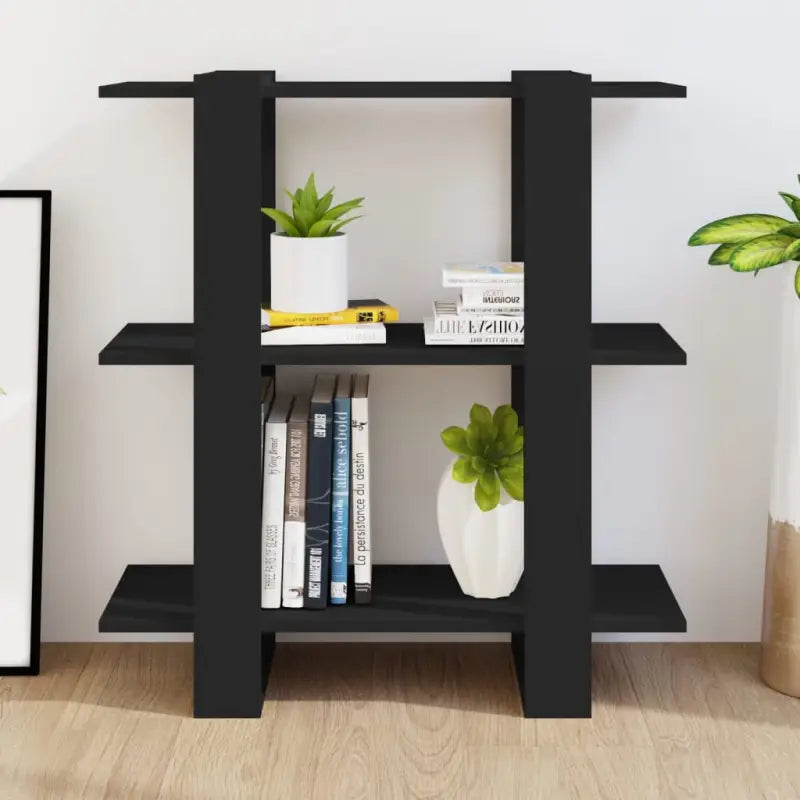 Houten boekenkast met kamerscherm gebruikt voor een strak interieur - Zwart / 1 - Boekenkasten