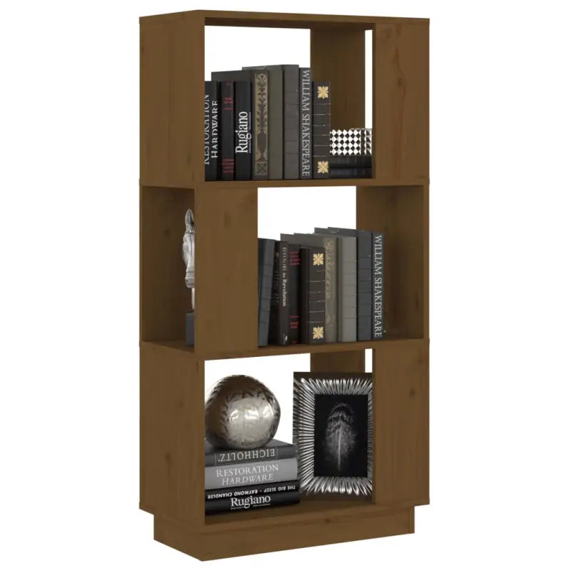 Houten boekenkast met multifunctioneel design en natuurlijk mangohout - Honingbruin / 1 - Boekenkasten