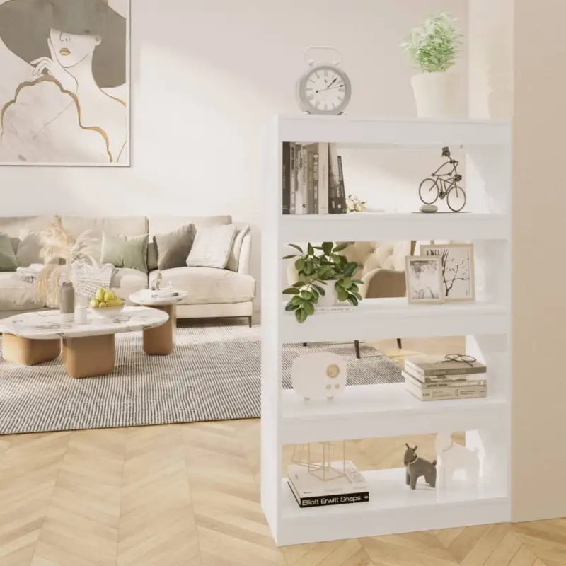 Houten boekenkast van gerookt eiken met strak klassiek ontwerp - Hoogglans wit / 1 - Boekenkasten