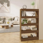 Houten boekenkast van gerookt eiken met strak klassiek ontwerp - bruin eikenkleur / 1 - Boekenkasten
