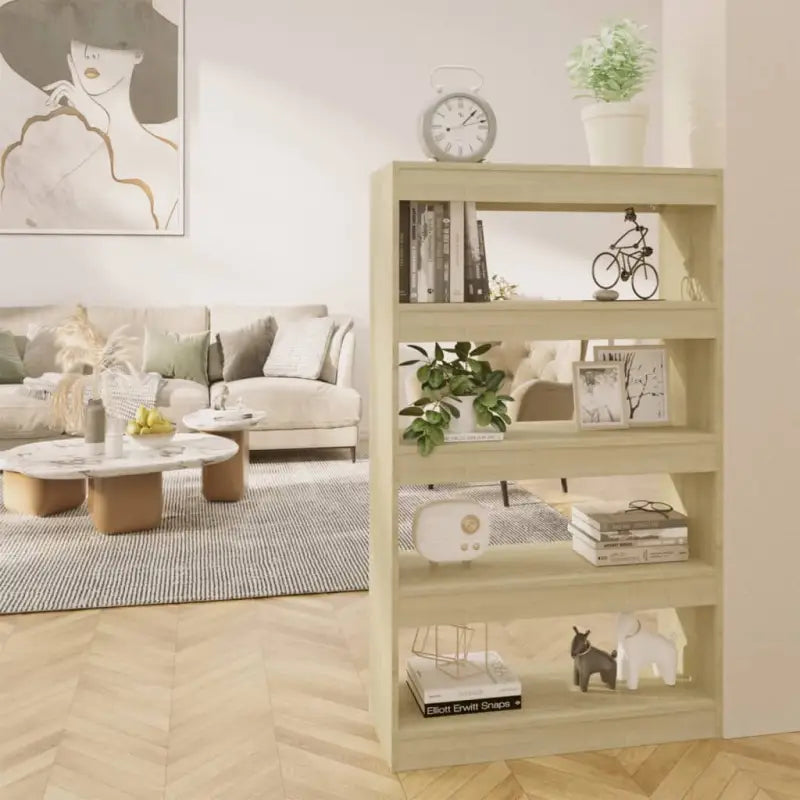 Houten boekenkast van gerookt eiken met strak klassiek ontwerp - Sonoma eiken / 1 - Boekenkasten