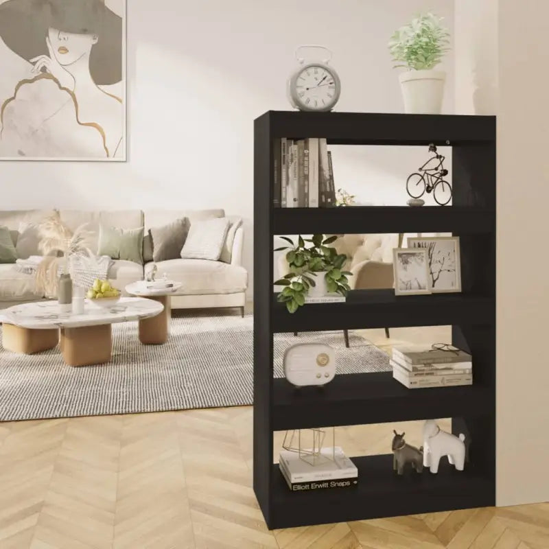 Houten boekenkast van gerookt eiken met strak klassiek ontwerp - Zwart / 1 - Boekenkasten