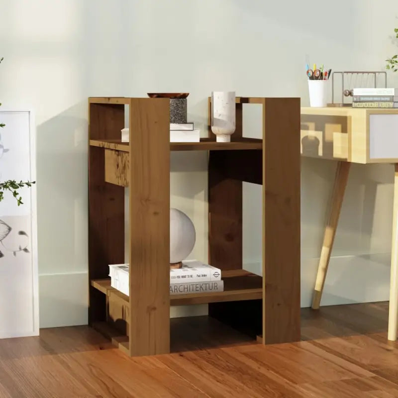 Houten boekenkast van massief grenenhout met klassiek ontwerp - Honingbruin / 1 - Boekenkasten