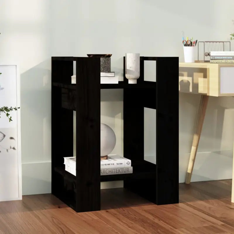 Houten boekenkast van massief grenenhout met klassiek ontwerp - Zwart / 1 - Boekenkasten