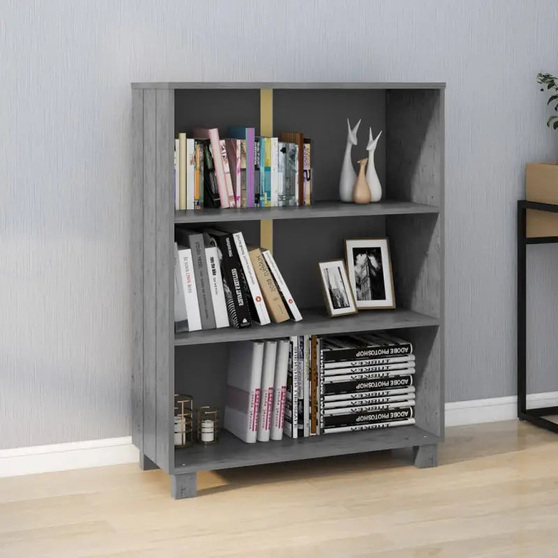 Houten boekenkast van massief grenenhout voor een stijlvolle inrichting - Donkergrijs / 1 - Boekenkasten