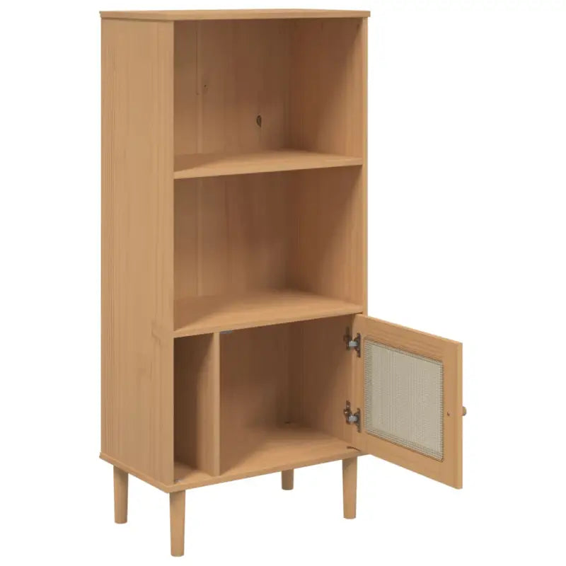 Houten boekenkast van massief grenenhout voor een stijlvolle inrichting - Bruin / 1 - Boekenkasten
