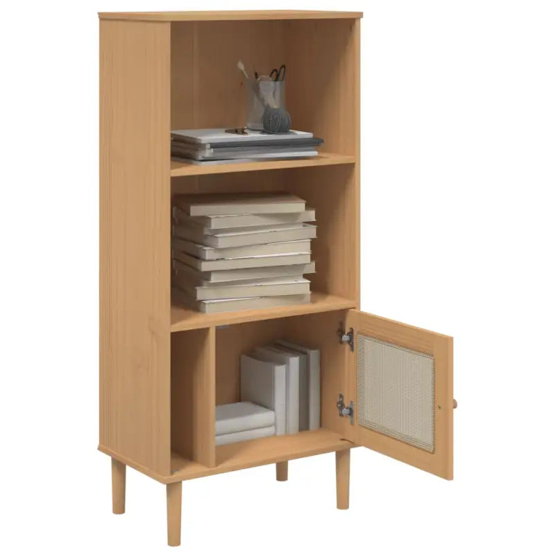 Houten boekenkast van massief grenenhout voor een stijlvolle inrichting - Bruin / 1 - Boekenkasten