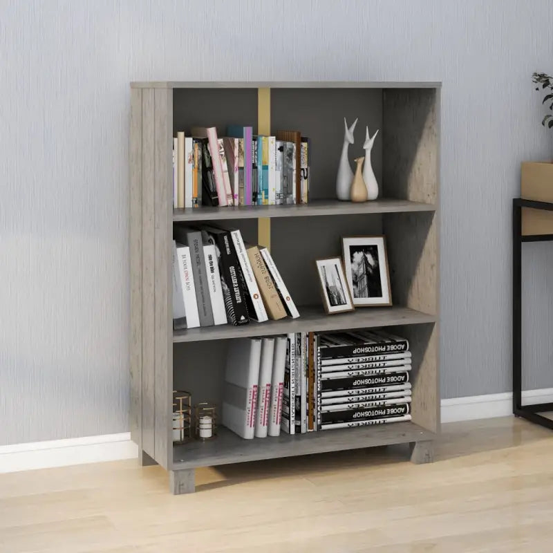 Houten boekenkast van massief grenenhout voor een stijlvolle inrichting - Lichtgrijs / 1 - Boekenkasten