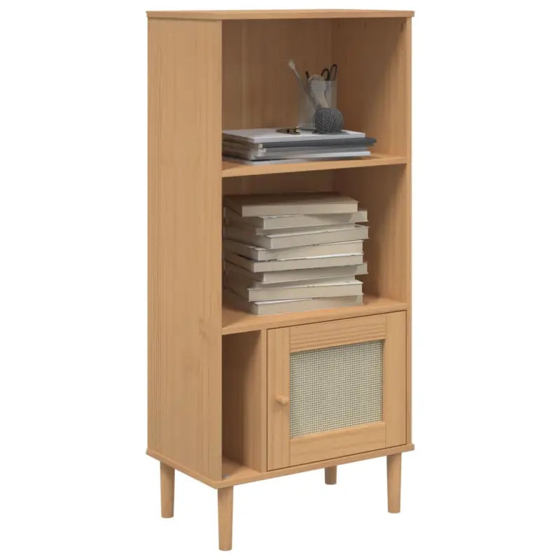 Houten boekenkast van massief grenenhout voor een stijlvolle inrichting - Bruin / 1 - Boekenkasten