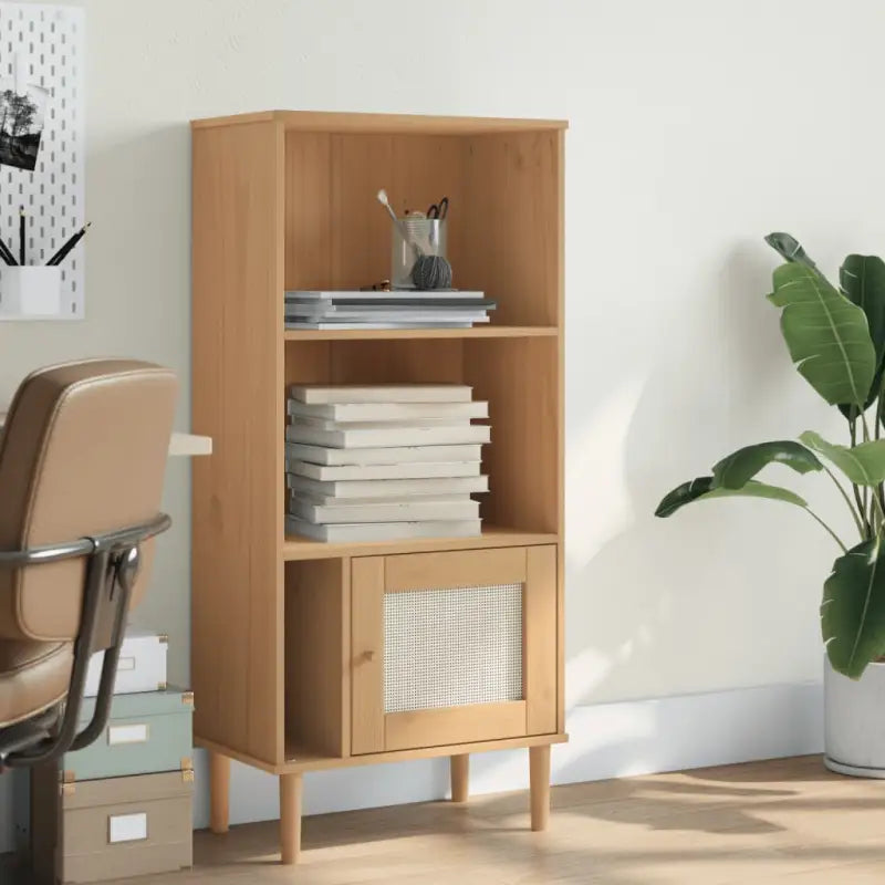 Houten boekenkast van massief grenenhout voor een stijlvolle inrichting - Bruin / 1 - Boekenkasten