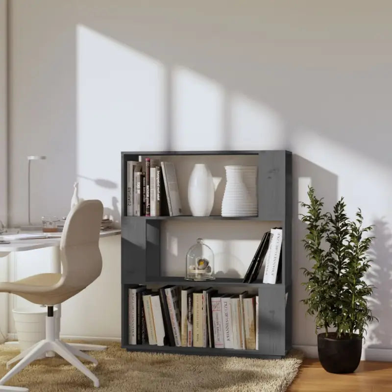 Houten boekenkast van massief grenenhout voor stijlvolle opbergruimte - Grijs / 1 - Boekenkasten
