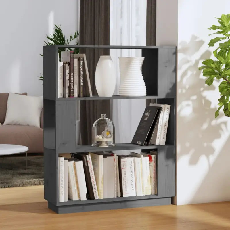 Houten boekenkast van massief grenenhout voor stijlvolle opbergruimte - Grijs / 1 - Boekenkasten