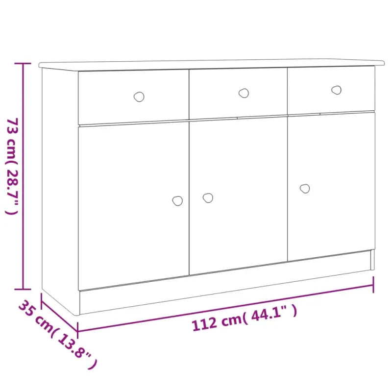 Houten Buffetkast van massief grenenhout met houten knoppen - Dressoirs & buffetkasten
