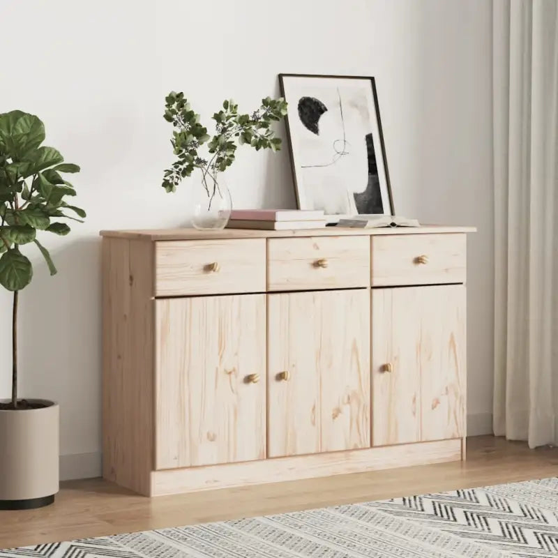 Houten Buffetkast van massief grenenhout met houten knoppen - Naturel / 1 - Dressoirs & buffetkasten