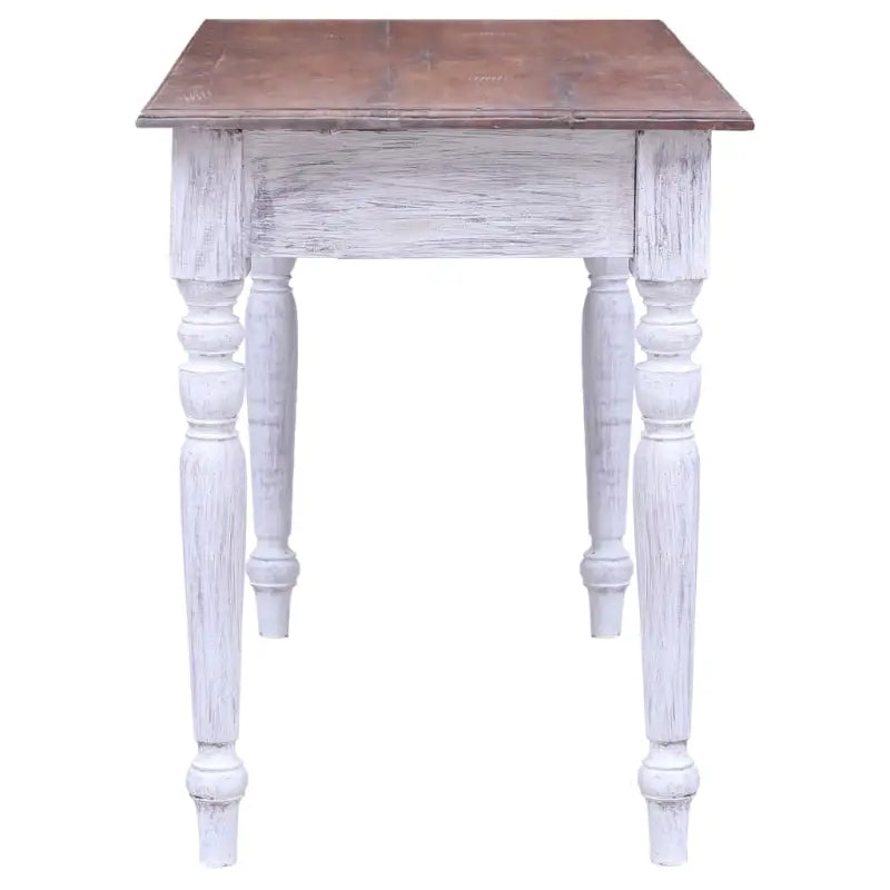 Houten bureau met massief mahoniehout en drie lades - wit en lichthoutkleurig - Bureaus