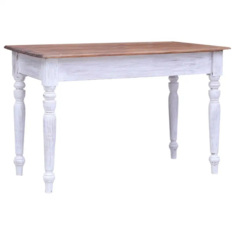Houten bureau met massief mahoniehout en drie lades - wit en lichthoutkleurig - Bureaus