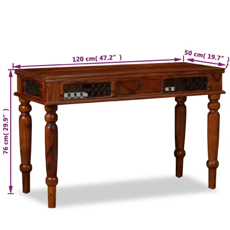 Houten bureau van massief acaciahout met antiek ontwerp voor woonkamer - 120 x 50 x 76 cm - Bureaus