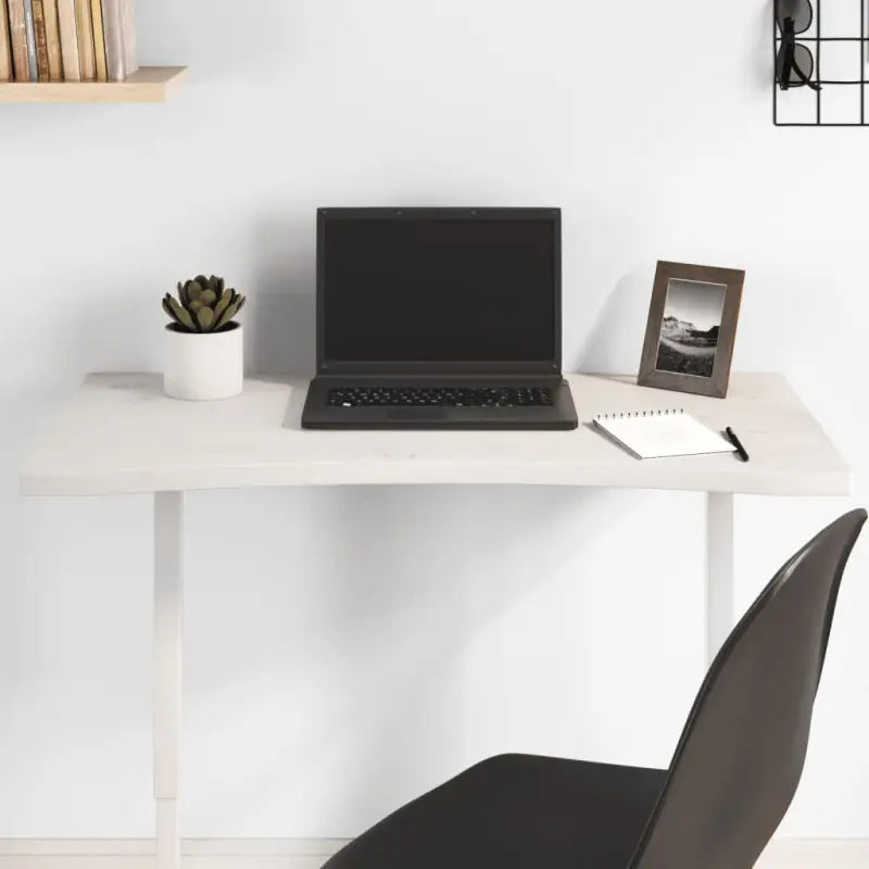 Houten bureaublad van massief grenenhout met natuurlijke rand - Wit / 80 x 40 x 2.5 cm - Onderdelen en accessoires