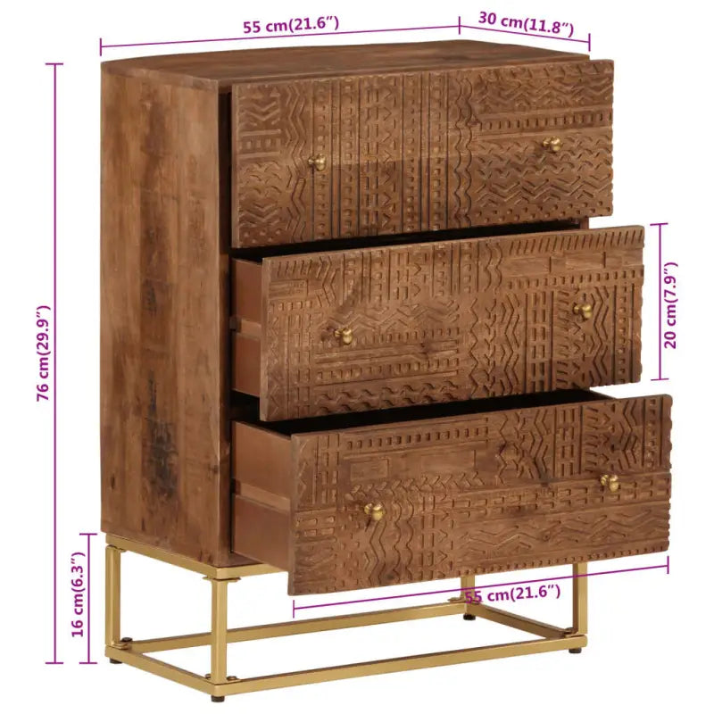 Houten cd en dvd kast van massief mangohout met tijdloze uitstraling - Cd- & dvd-kasten
