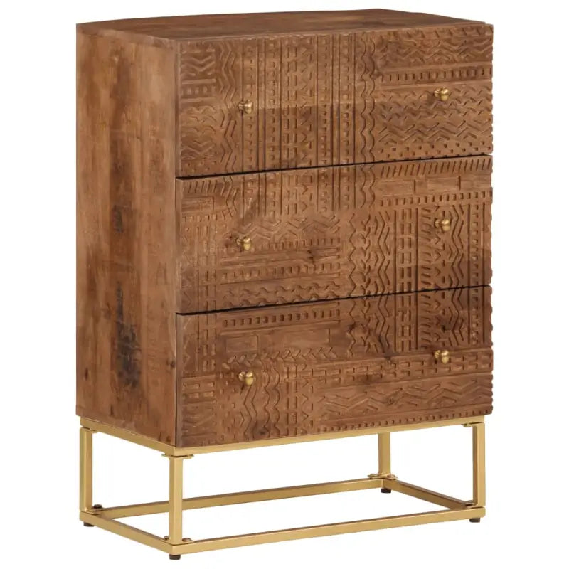 Houten cd en dvd kast van massief mangohout met tijdloze uitstraling - 55 x 30 x 76 cm / 1 - Cd- & dvd-kasten