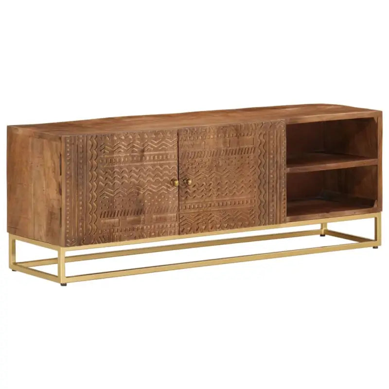 Houten cd en dvd kast van massief mangohout met tijdloze uitstraling - 110 x 30 x 40 cm / 1 - Cd- & dvd-kasten