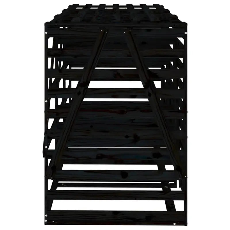 Houten containerberging van massief grenenhout voor tuinafval - Zwart grenenhout / 1 - Containerbergingen