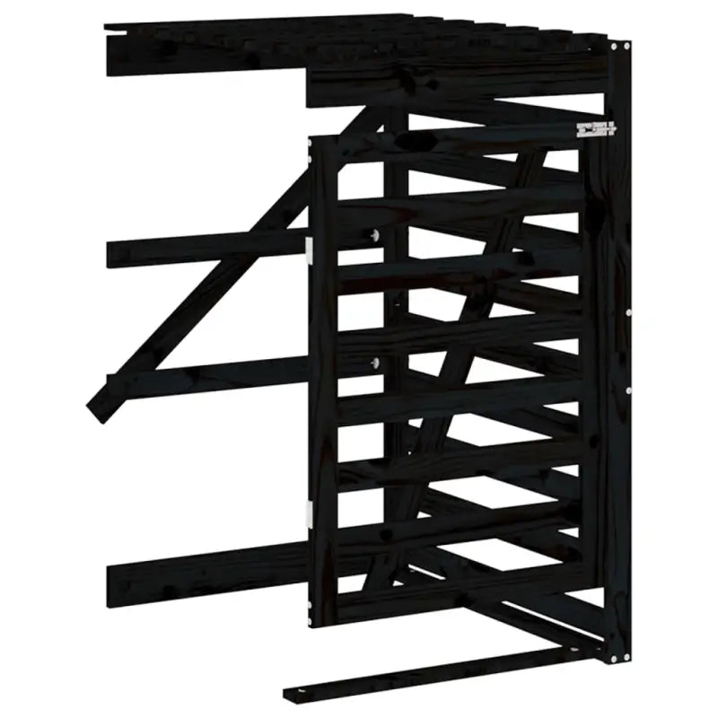 Houten containerberging van massief grenenhout voor tuinafval - Zwart grenenhout / 1 - Containerbergingen
