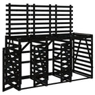 Houten containerberging van massief grenenhout voor tuinafval - Zwart grenenhout / 1 - Containerbergingen