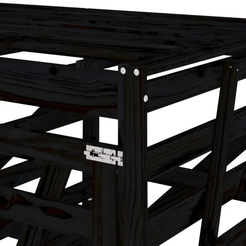Houten containerberging van massief grenenhout voor tuinafval - Zwart grenenhout / 1 - Containerbergingen