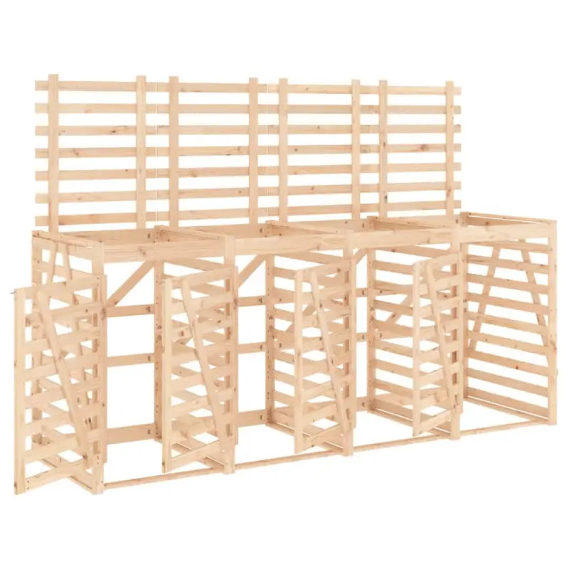 Houten containerberging voor afvalbakken van massief grenenhout - Natuurlijk grenenhout / 1 - Containerbergingen