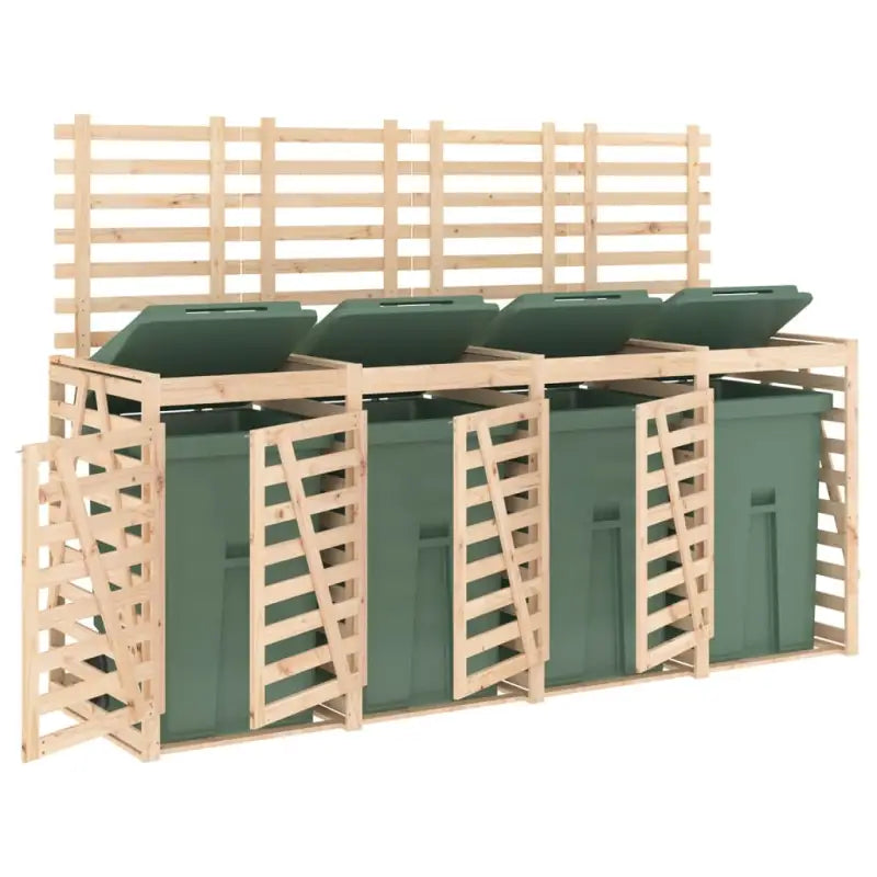 Houten containerberging voor afvalbakken van massief grenenhout - Natuurlijk grenenhout / 1 - Containerbergingen