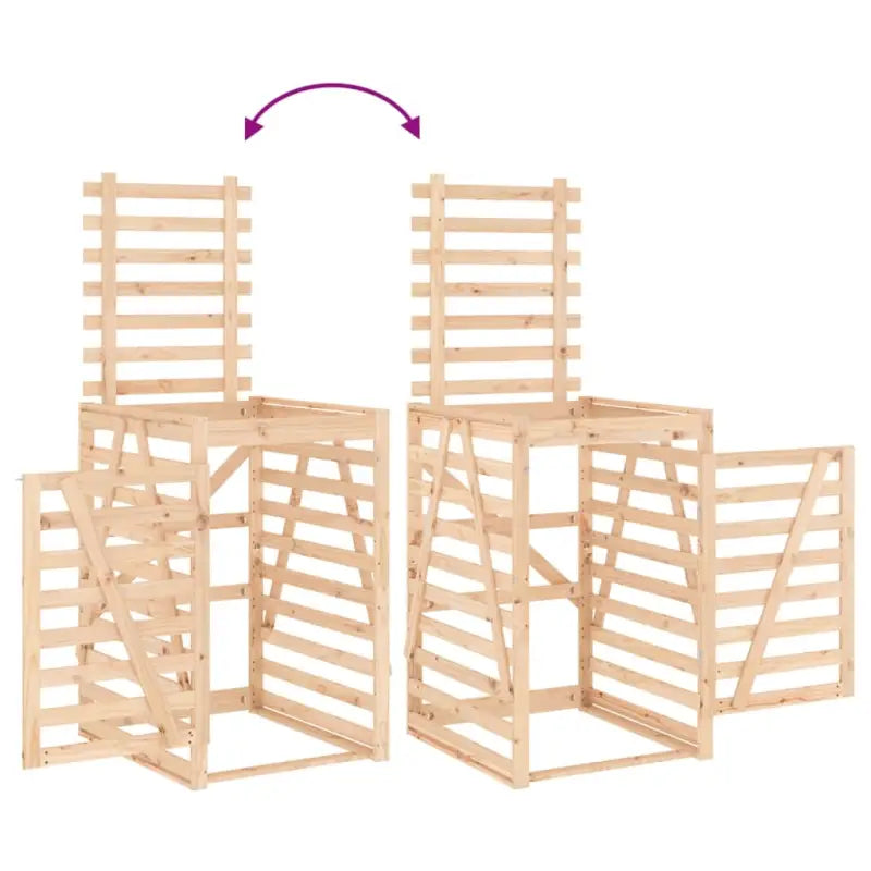 Houten containerberging voor afvalbakken van massief grenenhout - Natuurlijk grenenhout / 1 - Containerbergingen