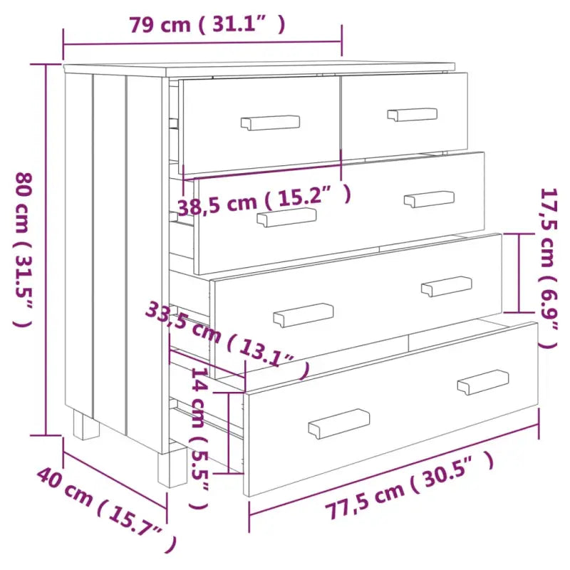 Houten Dressoir in massief grenenhout voor praktische en decoratieve opbergruimte - Dressoirs & buffetkasten