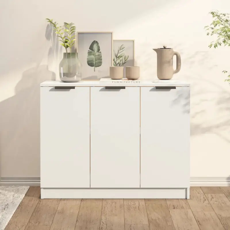 Houten Dressoir met bewerkt hout en stevig blad voor moderne charme - Wit / 1 - Dressoirs & buffetkasten