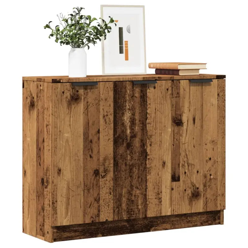 Houten Dressoir met bewerkt hout en stevig blad voor moderne charme - Oud hout / 1 - Dressoirs & buffetkasten