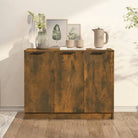Houten Dressoir met bewerkt hout en stevig blad voor moderne charme - Gerookt eiken / 1 - Dressoirs & buffetkasten