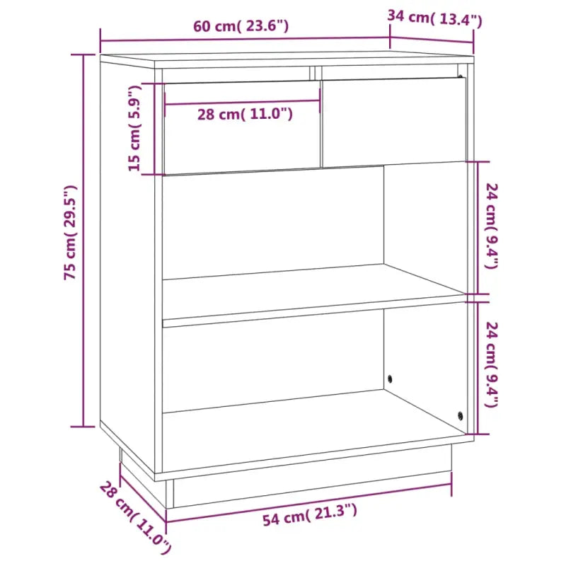 Houten Dressoir met Massief Grenenhout voor Slaapkamer of Woonkamer - Dressoirs & buffetkasten