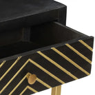 Houten dressoir met massief mangohout en zwarte goudkleurige afwerking - Dressoirs & buffetkasten