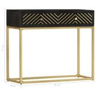 Houten dressoir met massief mangohout en zwarte goudkleurige afwerking - Dressoirs & buffetkasten