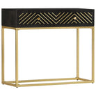 Houten dressoir met massief mangohout en zwarte goudkleurige afwerking - Zwart en goud / 1 - Dressoirs & buffetkasten