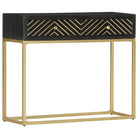 Houten dressoir met massief mangohout en zwarte goudkleurige afwerking - Dressoirs & buffetkasten