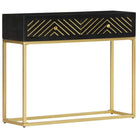 Houten dressoir met massief mangohout en zwarte goudkleurige afwerking - Dressoirs & buffetkasten