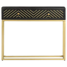 Houten dressoir met massief mangohout en zwarte goudkleurige afwerking - Dressoirs & buffetkasten