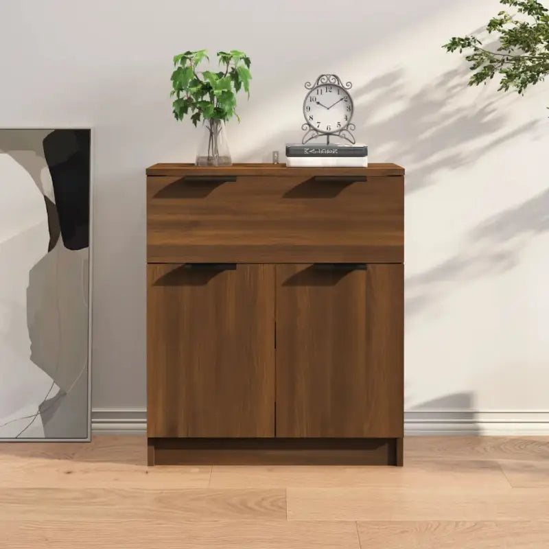 Houten dressoir van bewerkt hout met stevig blad voor een moderne uitstraling - bruin eikenkleur / 1 - Dressoirs &